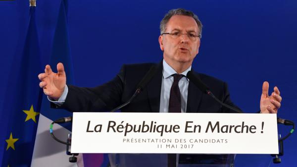 Richard Ferrand, le 11 mai 2017, au siège de La République en marche,&nbsp;à Paris, lors de la présentation des candidats du mouvement aux législatives.