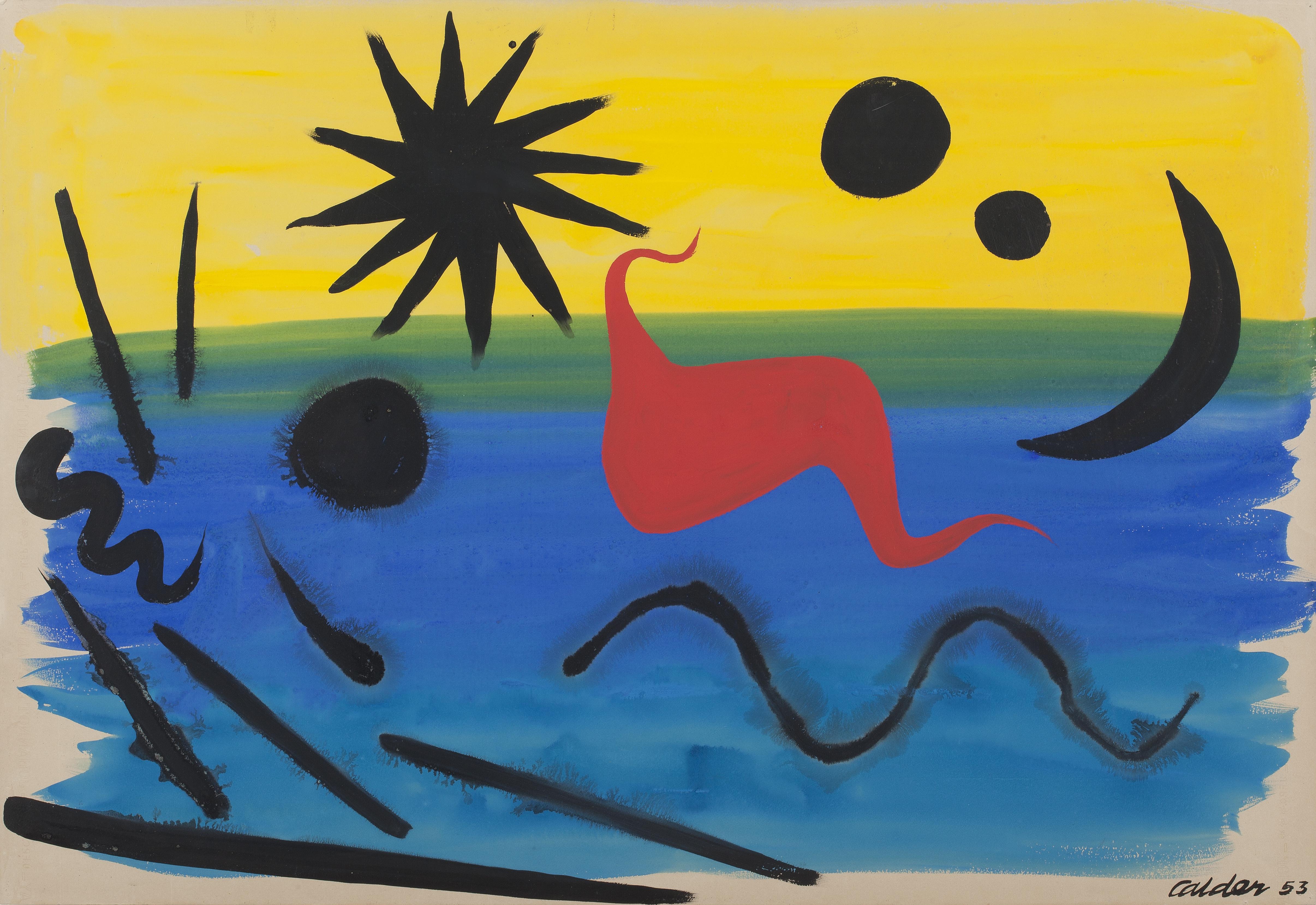 Le \"Loch Ness\" de Calder, une gouache exposée à Rodez au musée Soulages