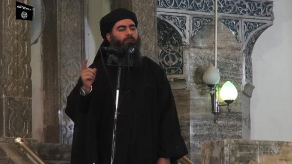 Capture d\'écran d\'une vidéo de propagande, diffusée le 5 juillet 2014, dans laquelle Abu Bakr Al-Baghdadi se présente comme le leader de l\'Etat islamique.
