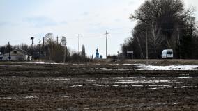 Le village de Novyi Ropsk, dans la région de Briansk (Russie), à un km de la frontière avec l\'Ukraine, le 3 mars 2023.